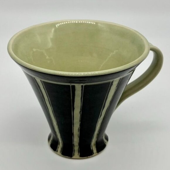 Handmade Studio Pottery Mug Signed By Artist Ceramic Deep Blue White Pale Green~ - Picture 12 of 14